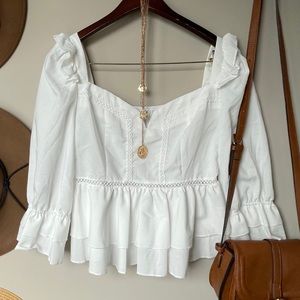Square neck puff top